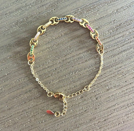 Rainbow Bean Link Bracelet