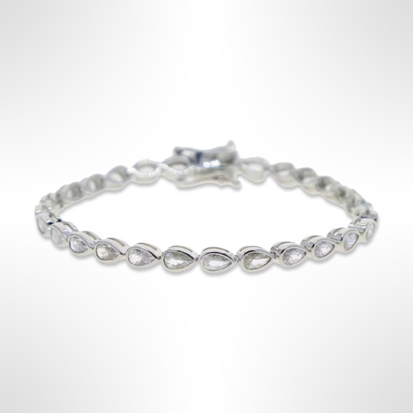 Silver Pear Shaped Tennis Bracelet