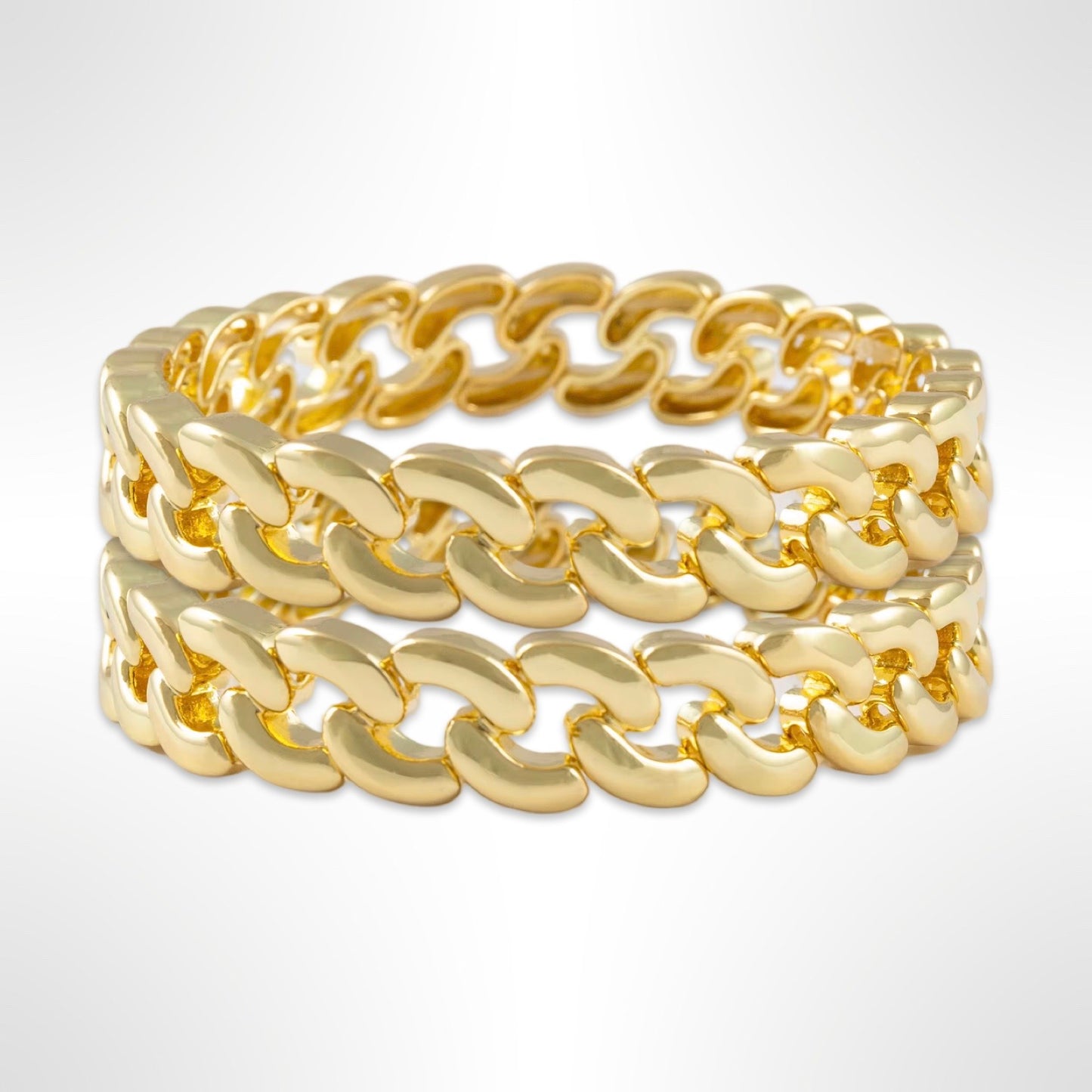 Gold Cable Link Stretch Bracelet